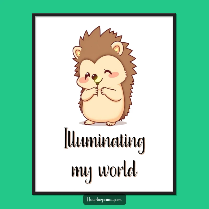 Funny Hedgehog Firefly Digital Art: Magical Night Decor, Gift!