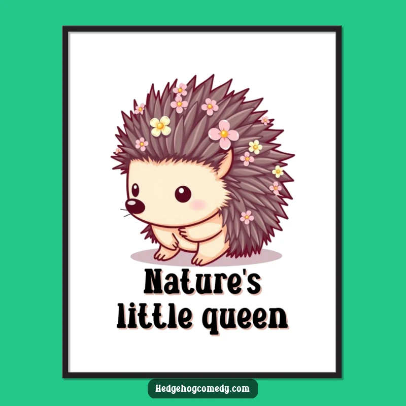 Funny Floral Hedgehog Digital Art - Blooming Nature Printable