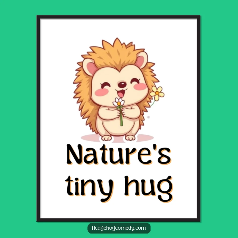 Funny Hedgehog Flower Digital Art: Instant Download for Whimsical Home Decor!