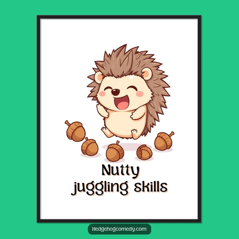 Funny Juggling Hedgehog Digital Art: Kawaii Animal Print, A Hilarious Gift for Walls