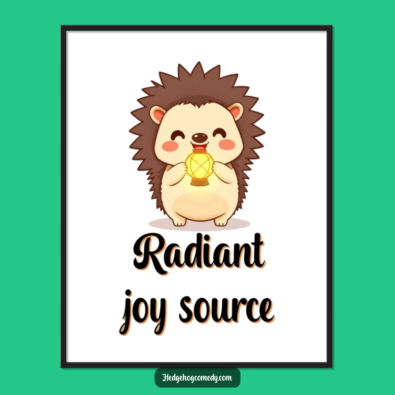 Funny Kawaii Hedgehog Lantern Digital Art: Glowing Scene, Instant Joy, Humorous Decor
