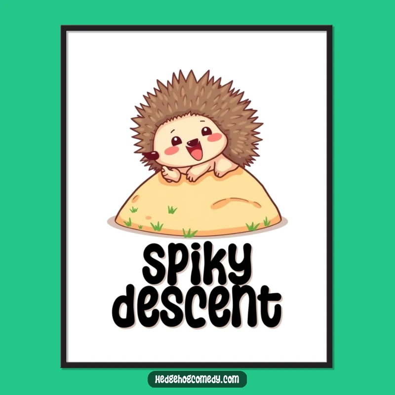 Funny Rolling Hedgehog Digital Art: Spiny Joy, Perfect Instant Gift