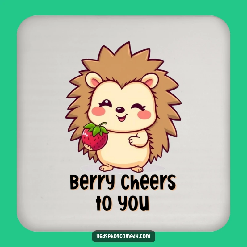 Funny Hedgehog Berry Coaster Set: Cute Table Protector Gift
