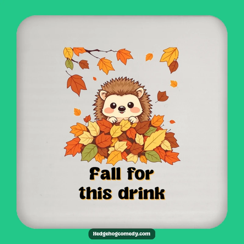 Funny Peeking Hedgehog Drink Coaster: Autumn Kawaii Protector, A Hilarious Home Gift