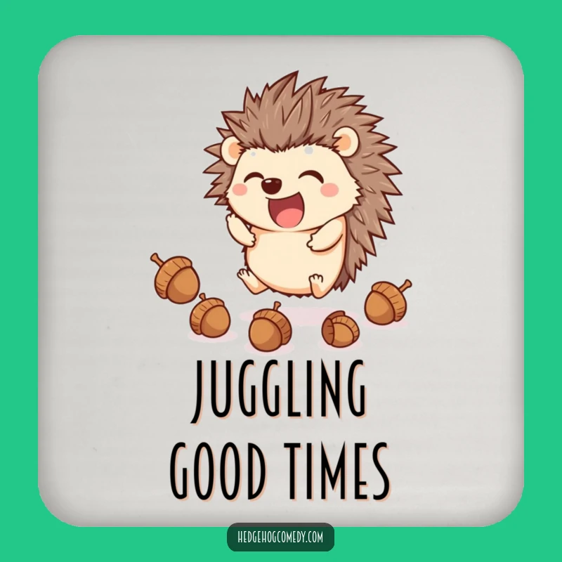 Funny Juggling Hedgehog Drink Coaster: Kawaii Animal Protector, A Hilarious Home Gift
