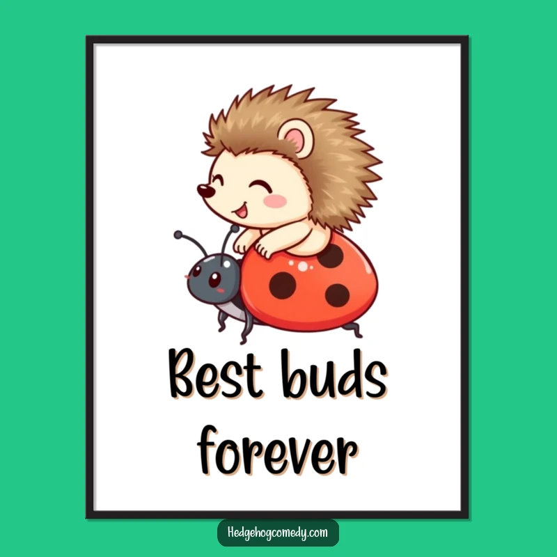 Funny Hedgehog & Ladybug Poster: Whimsical Art for Happy Spaces