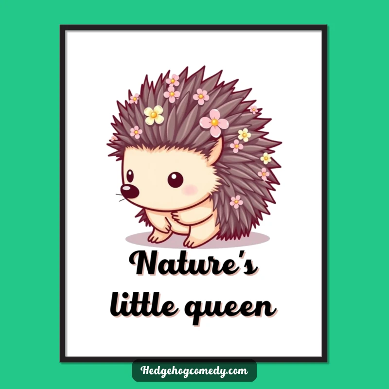 Funny Floral Hedgehog Poster - Enchanting Nature Wall Art Gift