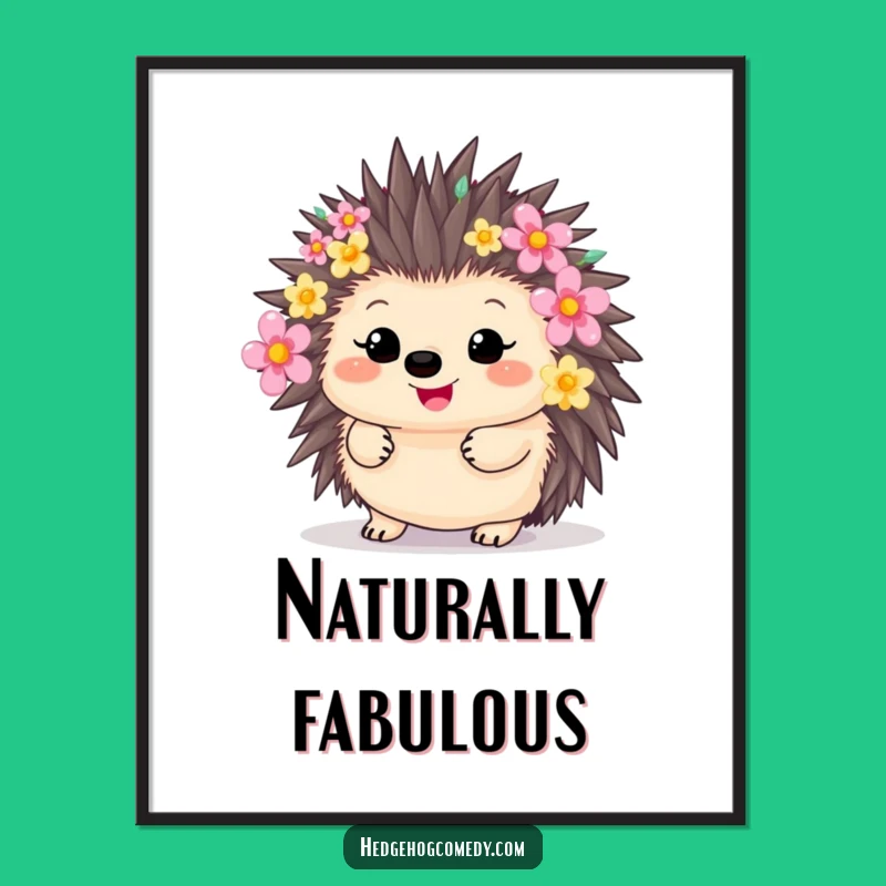 Funny Flower Hedgehog Poster: Cute Kawaii Animal Art, A Hilarious Gift for Botanical Decor