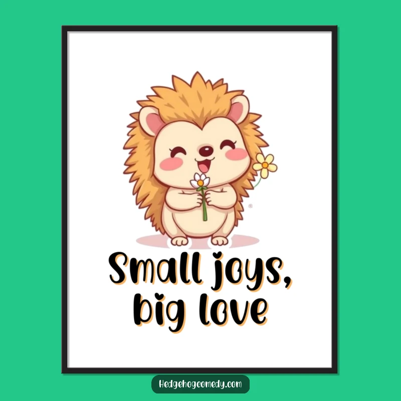 Funny Hedgehog Flower Poster: Adorable Wall Art for a Dose of Woodland Cheer!