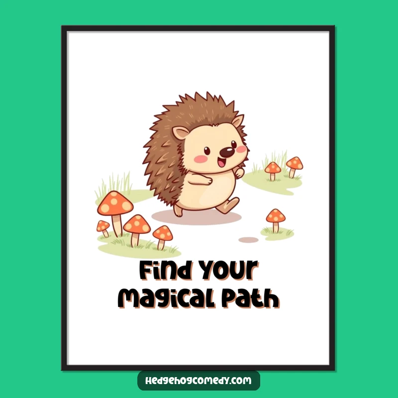Funny Hedgehog Skipping Poster: Whimsical Art for Happy Spaces