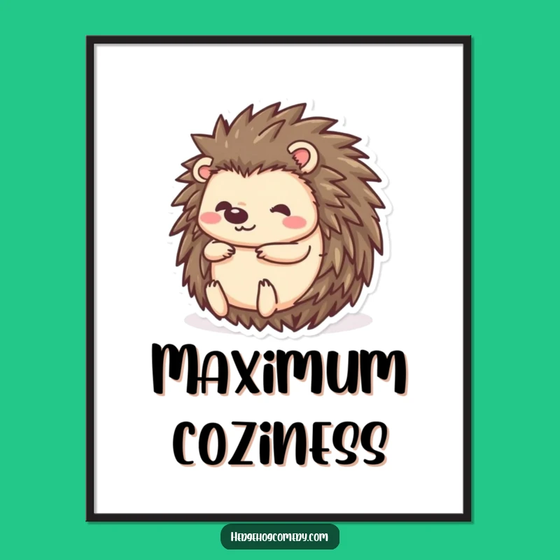 Funny Kawaii Hedgehog Ball Poster - Adorable Prickly Friend Rolling Art for a Cheerful Room Gift