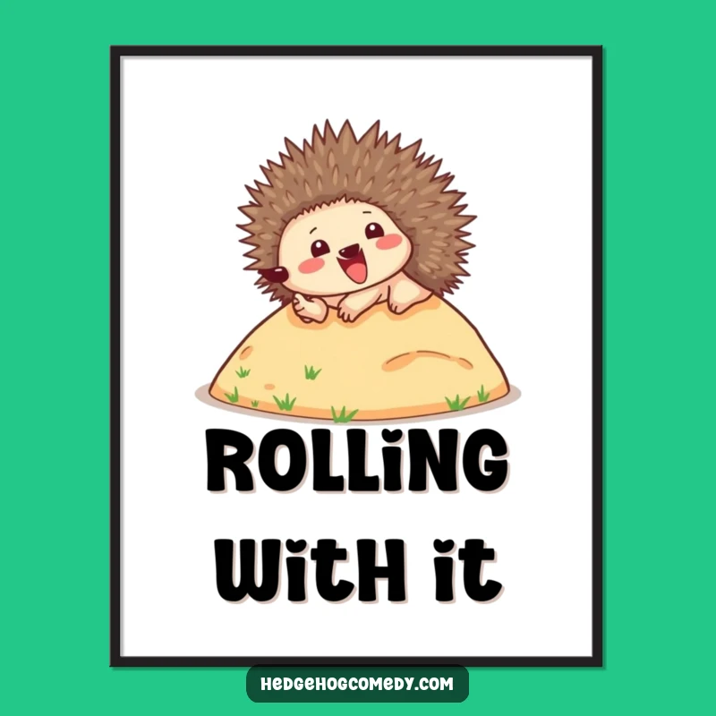 Funny Rolling Hedgehog Poster: Joyful Spiny Art, Perfect Wall Decor Gift