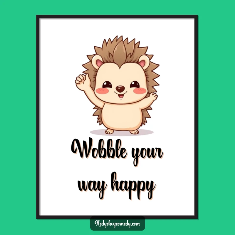 Funny Hedgehog Waving Art Print: Add Friendly Joy to Your Walls!