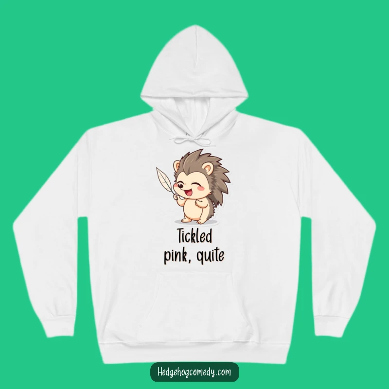 Funny Hedgehog Hoodie: Giggling Over Feather Tickle, Cozy Cute Animal Gift
