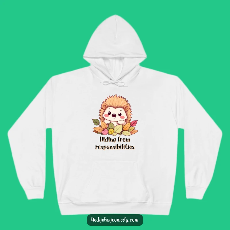 Funny Kawaii Peek-a-Boo Hedgehog Hoodie: Cozy Leafy Comfort Gift