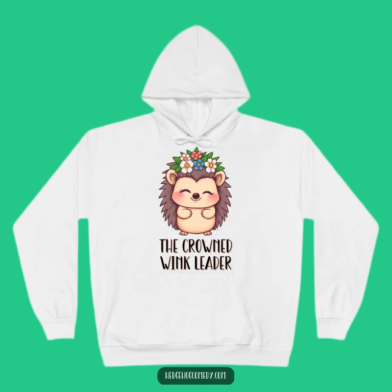 Cozy Funny Winking Hedgehog Crown Hoodie: Regal Comfort and Style!