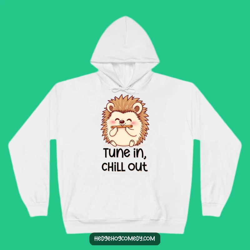 Cozy Funny Hedgehog Flutist Hoodie: Warm Up with Musical Merriment