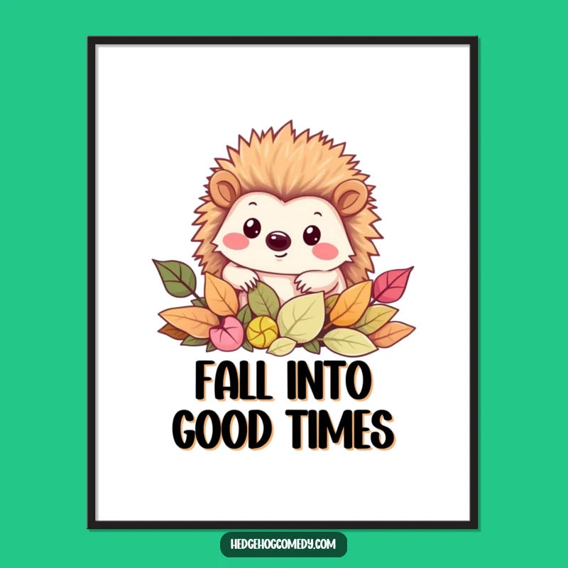 Funny Free Printable Wall Art: Curious Hedgehog in Leaves, Charming Downloadable Art!