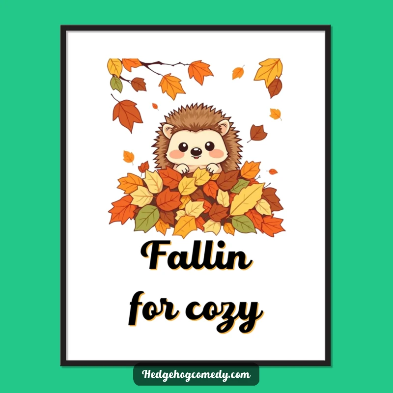 Free Printable Autumn Hedgehog Wall Art: Cute Funny Downloadable Decor Gift