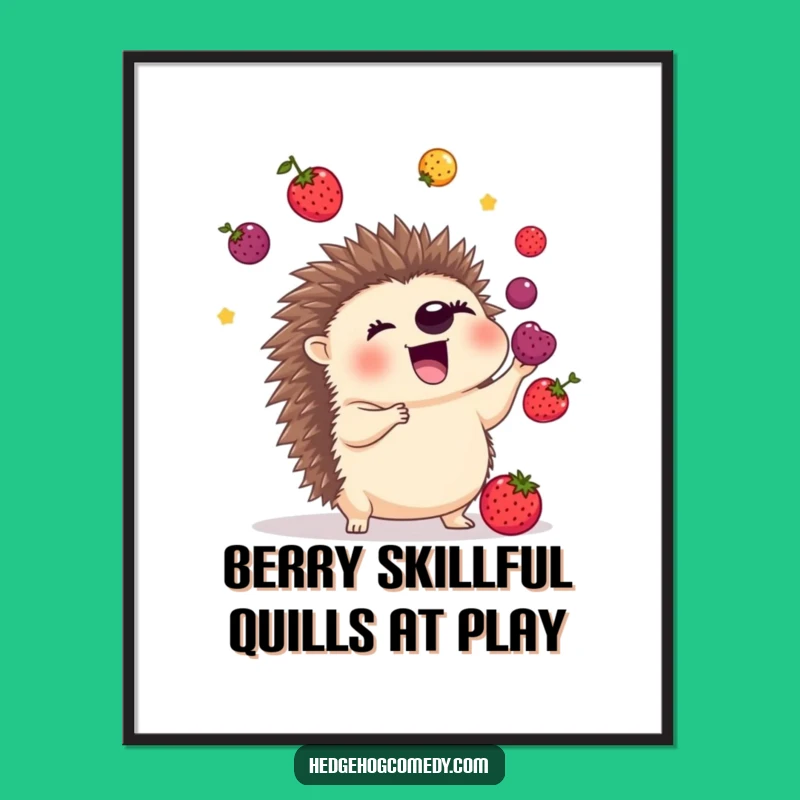 Free Printable Wall Art: Juggling Hedgehog, Whimsical Decor, Downloadable Art