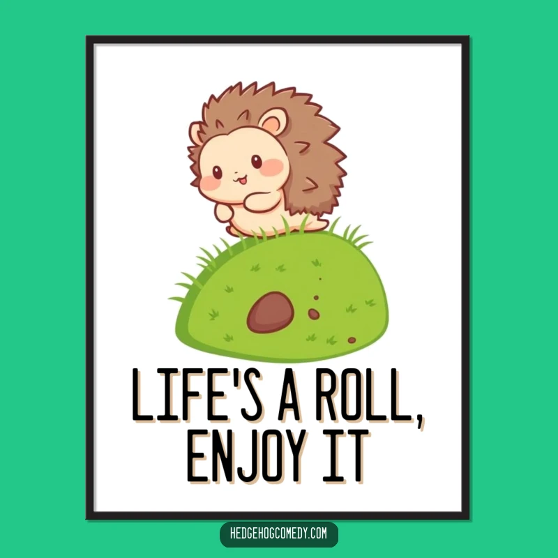 Free Printable Wall Art Kawaii Hedgehog Rolling Downhill Downloadable Art Decor
