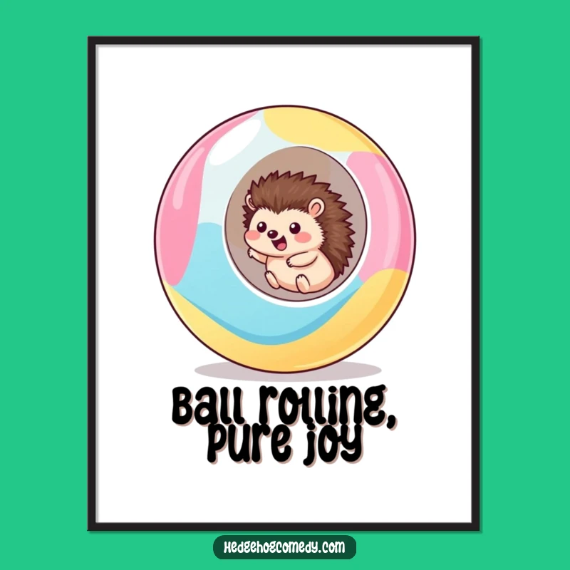Free Printable Wall Art: Rolling Hedgehog Adventure, Downloadable Humorous Decor