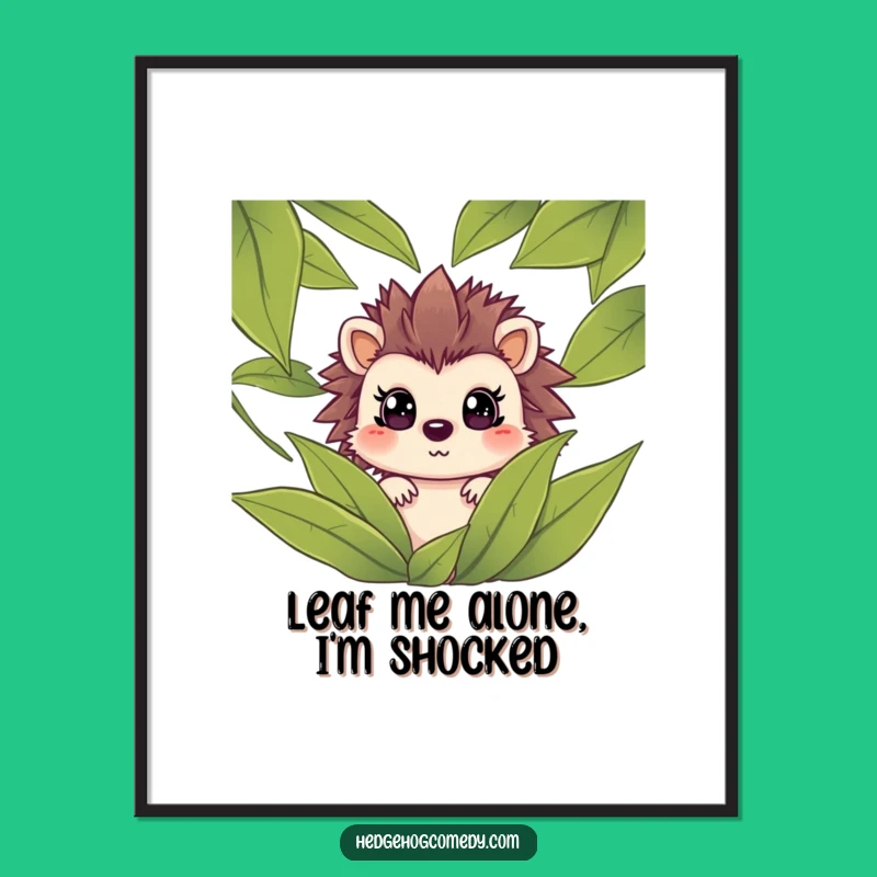 Free Printable Wall Art: Surprised Hedgehog peeking, Funny Downloadable Decor for Quirky Spaces
