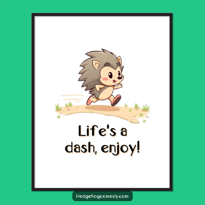 Free Printable Wall Art: Zippy Hedgehog Zips with Determined Glee