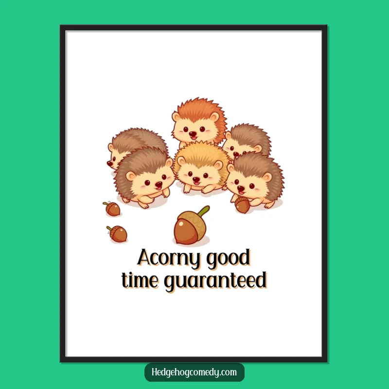 Funny Free Printable Hedgehog Art: Acorn Chase Woodland Downloadable Wall Decor