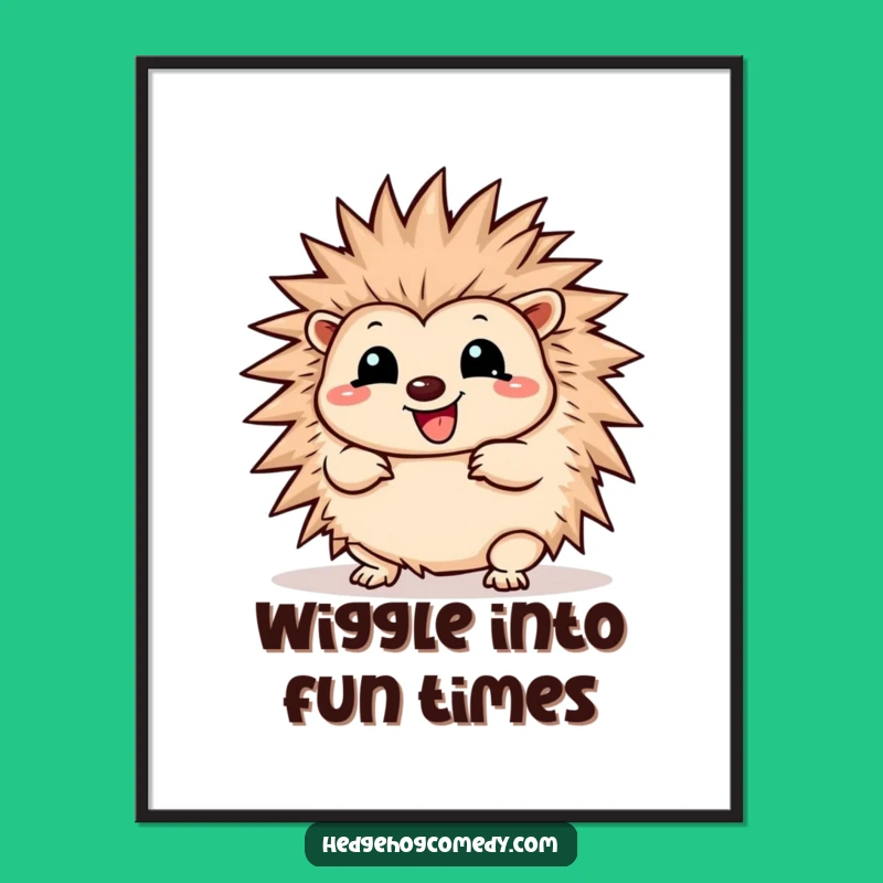 Funny Free Printable Wall Art: Energetic Hedgehog Wiggle, Joyful Downloadable Art!