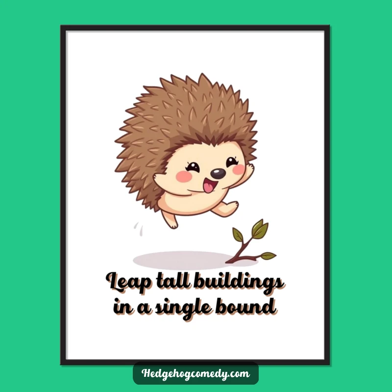 Funny Free Printable Wall Art: Excited Hedgehog Leaps, Downloadable Art