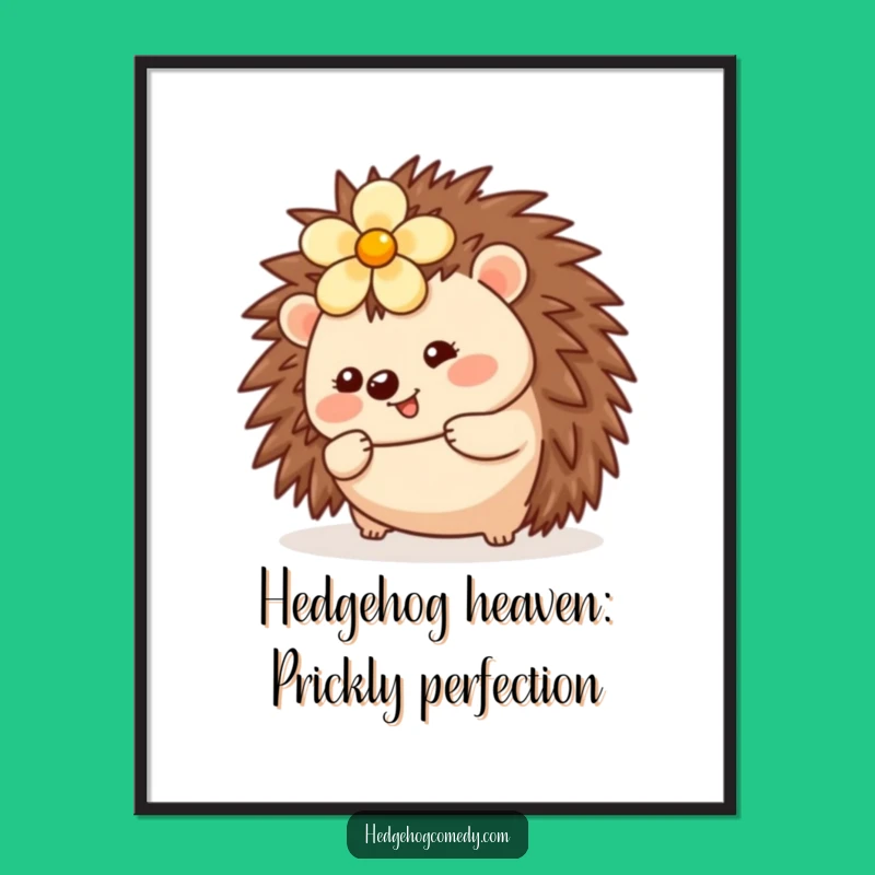 Funny Free Printable Wall Art: Kawaii Hedgehog Rolls Cheerfully, Downloadable Art