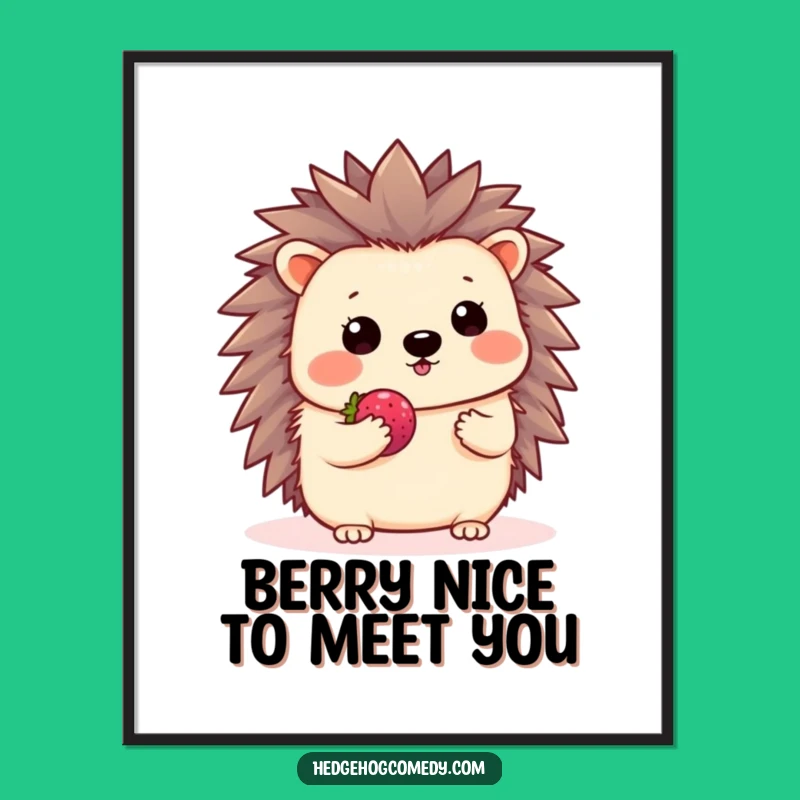 Funny Free Printable Wall Art: Shy Hedgehog Offers Berry, Downloadable Art