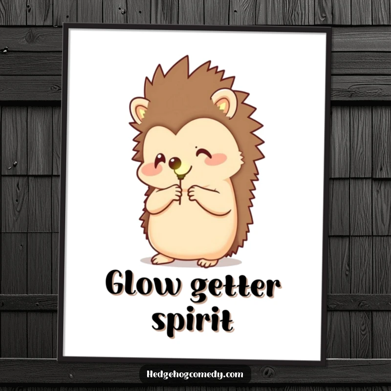 Funny Free Printable Wall Art: A hedgehog gently holds a radiant firefly, creating a whimsical and glowing downloadable art piece.