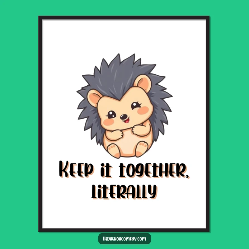 Funny Free Printable Wall Art: Happy Hedgehog Ball Cute Downloadable Art