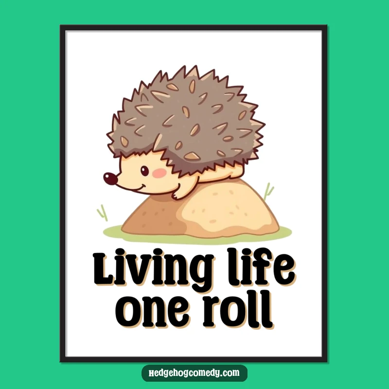 Free Printable Rolling Hedgehog Wall Art: Cute Funny Downloadable Decor Gift