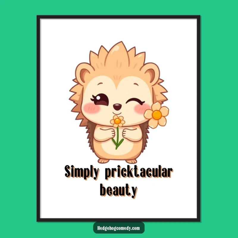Funny Free Printable Wall Art: Winking Hedgehog Flower Downloadable Art