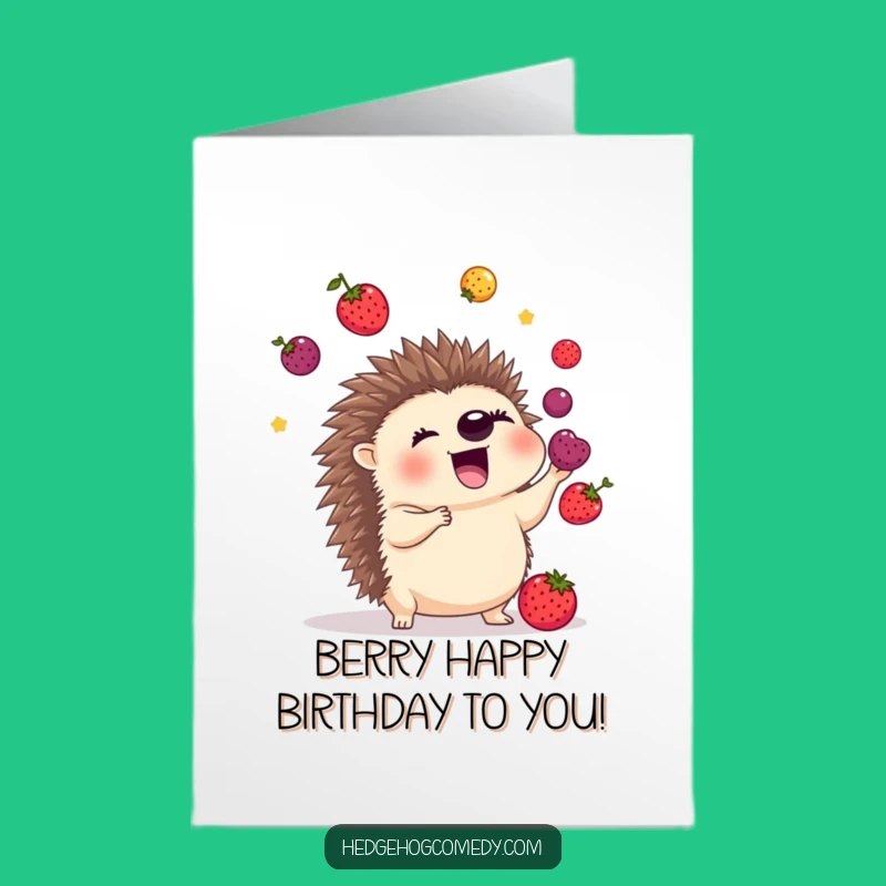Free Printable Birthday Card: Juggling Hedgehog, Funny Celebration, Downloadable Gift