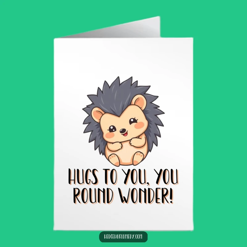 Free Printable Birthday Card: Happy Hedgehog Ball Cute Funny Downloadable Gift