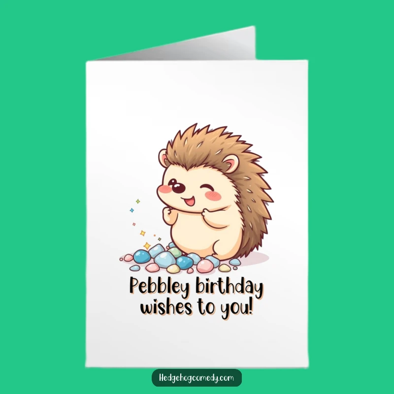 Free Printable Kawaii Hedgehog Pebbles Birthday Card - Sparkling Downloadable Gift