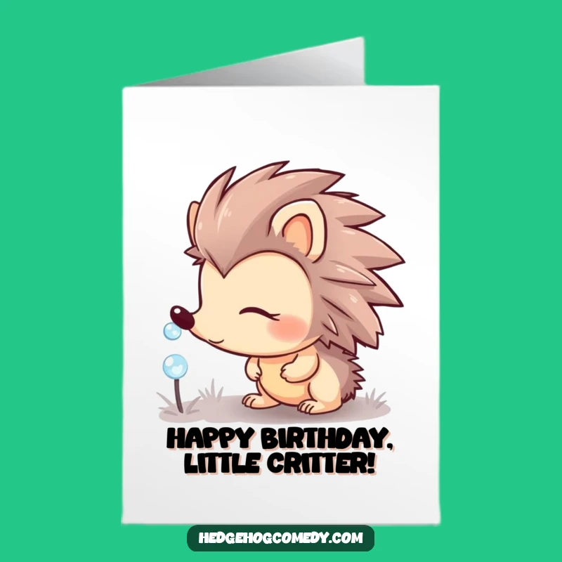 Free Printable Birthday Card: Curious Hedgehog Dewdrop, Funny Downloadable Gift