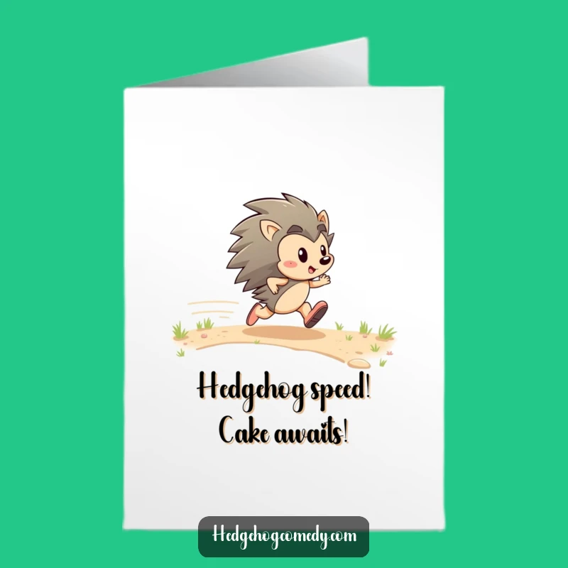 Free Printable Birthday Card: Zippy Hedgehog Speeding Towards Fun