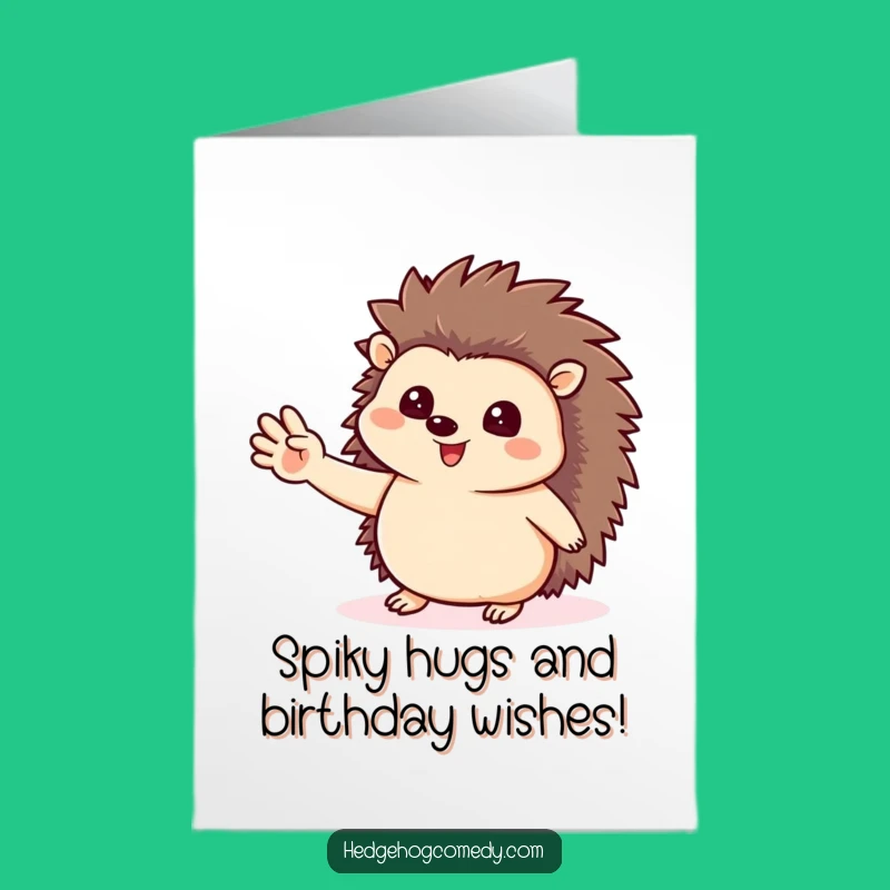 Free Printable Birthday Card: Funny Waving Hedgehog for a Hilarious DIY Gift