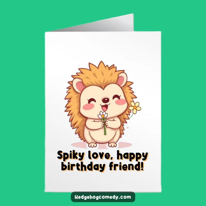 Free Printable Hedgehog Birthday Card: Cute Flower Hugs for a Hilarious Day