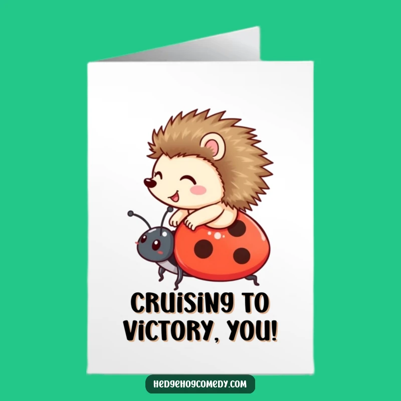 Free Printable Hedgehog Ladybug Congrats Card - Cheerful Downloadable Gift for Triumphs!
