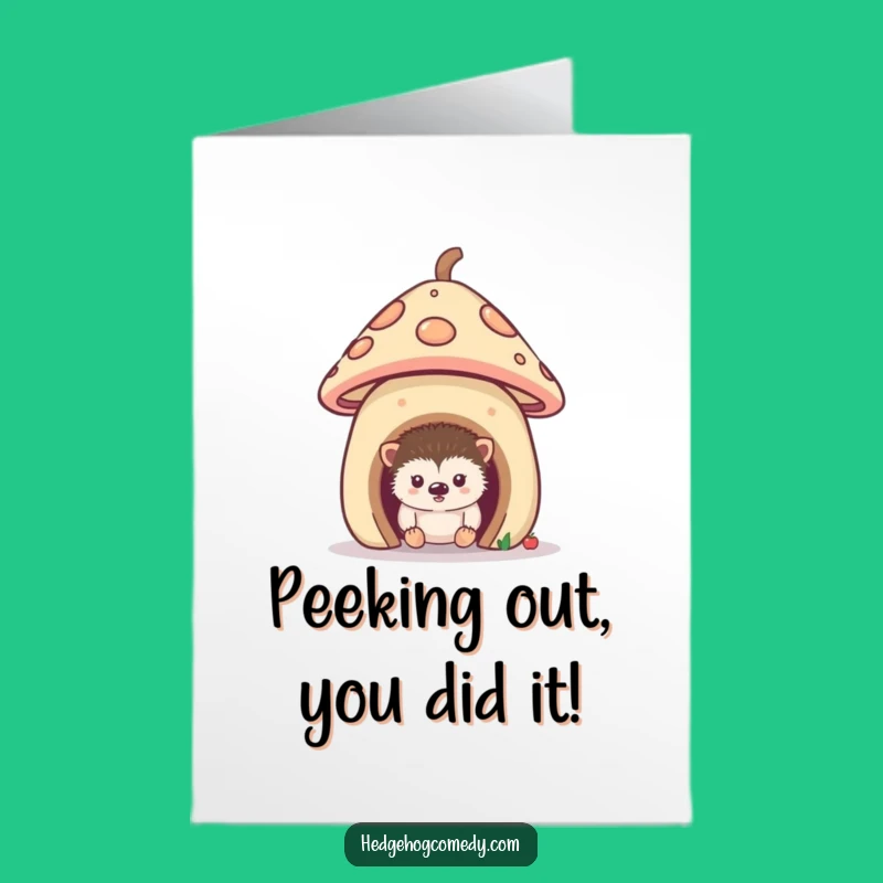 Free Printable Congrats Card: Curious Hedgehog, New Beginnings, Easy Download