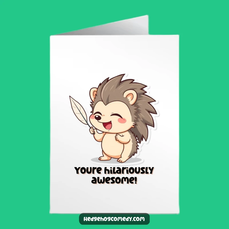 Free Printable Congrats Card: Giggling Hedgehog Tickled Funny Downloadable