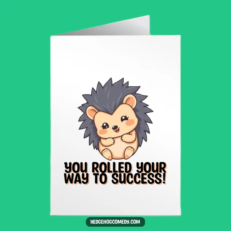 Free Printable Congrats Card: Happy Hedgehog Ball Cute Funny Downloadable