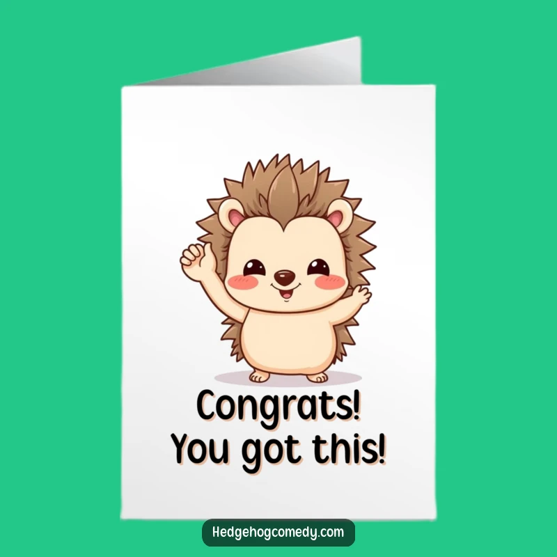 Free Printable Congrats Card: Wobbly Hedgehog Cheers Your Success