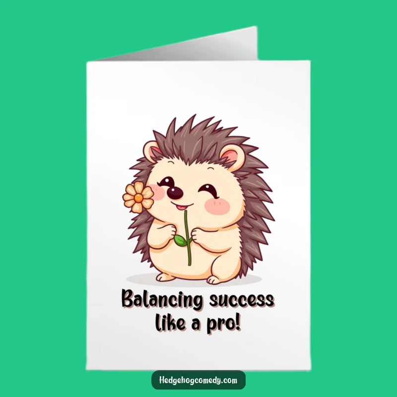 Free Printable Kawaii Hedgehog Flower Congrats Card - Funny Wobble Downloadable Greeting